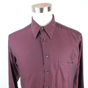 Pronto Uomo Mens Cotton Non Iron Button Up Maroon Shirt 16 34/35